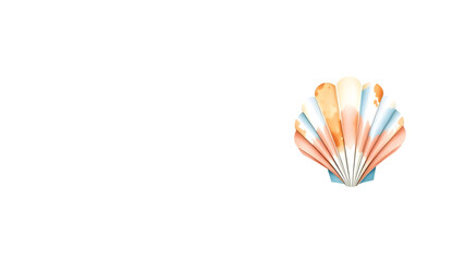 Vector seashell clip art. Modern watercolour wall art. Generative AI