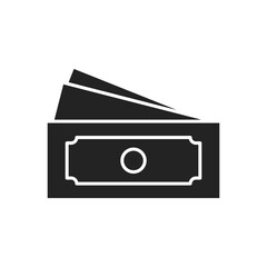 Currency paper money outlined black illustration shaped for User Interface. Vector icon in flat style