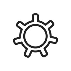 Black outlined isolated illustration of cogwheel factory tool mechanism form UI. Vector icon in flat style