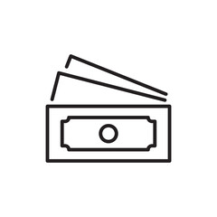 Currency paper money outlined black illustration isolated for User Interface. Vector icon in flat style