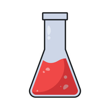 Scientific beaker containing red liquid, suitable for laboratory, chemistry, research, chemistry experiments, education, science visualization.