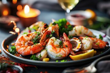 Premium Quality Image of PlantBased Seafood Dish Artistically Arranged on a Plate