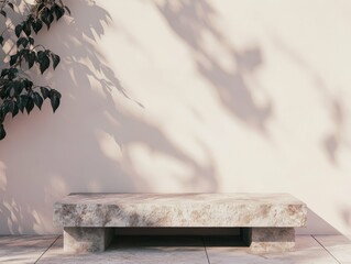high quality picture of empty stone podium with minimalist background . Product presentation  display ideas high detail 8k
