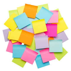A vibrant collection of colorful sticky notes, perfect for brainstorming, reminders, and adding a touch of organization to any project with a black background.