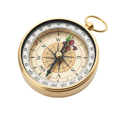 Golden compass rests against a dark background, a navigational tool with intricate details and a sense of exploration and adventure, perfect for travel or direction concepts.