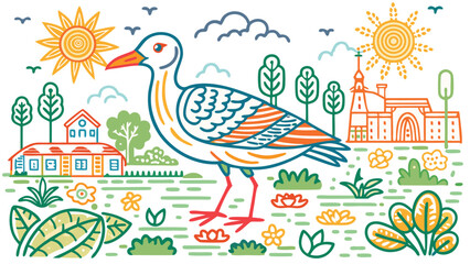 Naklejka premium Flowers and leaves bird vector for your design