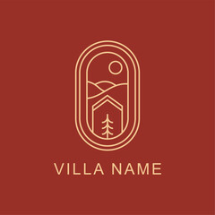 Line art logo design. Private villas. Home stay. Simple