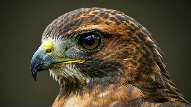 Majestic hawk gazes intensely, focused wild bird portrait