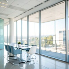 Fototapeta premium Modern Office Conference Room with Large Windows