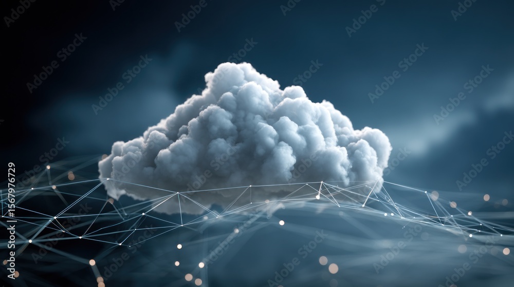 Poster cloud computing network data connection digital technology