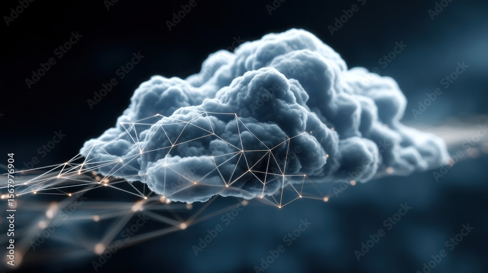 Poster cloud computing network digital data and global connections