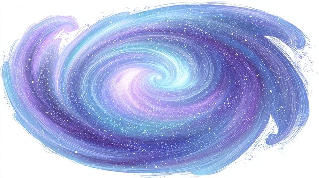 Swirling cosmic vortex of blues and purples, with bright center