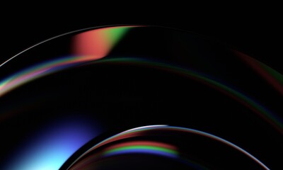 Abstract minimalist design, iridescent glass shape, 3d render