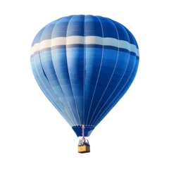 Keuken achterwand Ballonnen A vibrant blue and white striped hot air balloon with a basket and flame isolated on transparent background  © Mahamud