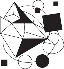 Set of abstract black and white geometric shapes vector.