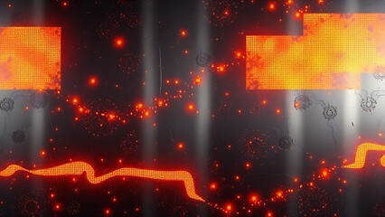 Glowing orange patterns on a metal surface, representing industrial innovation and technology.