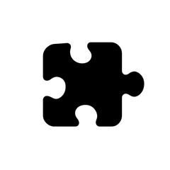 Fototapeta premium An isolated, black jigsaw puzzle piece on a white background, symbolizing connection, completion, and problem-solving. Simple and graphic