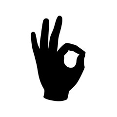 Obraz premium Silhouette hand gesturing perfect approval, indicating success and satisfaction with universal okay symbol. Isolated on white background.
