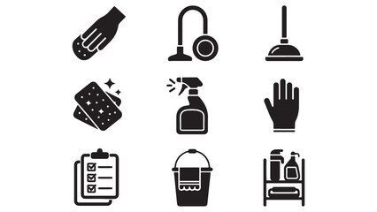 Obraz premium Cleaning Service Icons Vector Set for Websites and Apps