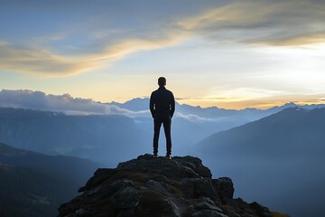 silhouette of a man on a mountain