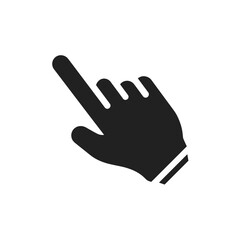 A stylized icon of a hand with its index finger extended, suggesting pointing, selecting, or indicating direction with a minimalist design.