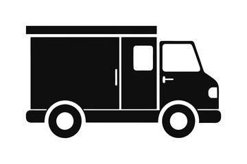 Fototapeta premium Delivery truck icon black silhouette line art vector illustration with a white background