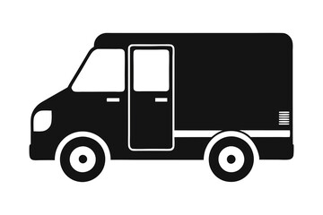 Fototapeta premium Delivery track silhouette on white background