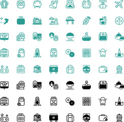 Travel icons collection luggage airplane