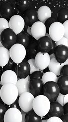 Black and white balloons party celebration background