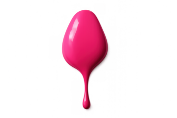 Blob of pink nail polish dripping down on transparent background, creating a vibrant and dynamic visual