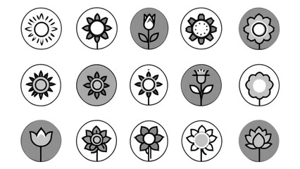 円形花アイコンセット｜Circular Flower Icon Set