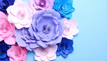 Vibrant blue flowers blossom against a white background, creating a beautiful spring bouquet