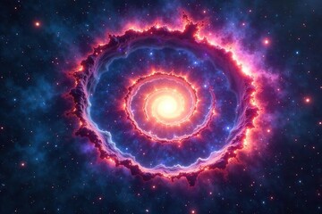 Obraz premium Hypnotic Spiral Galaxy A Celestial Dance of Cosmic Dust and Vibrant Nebulae, Perfect for Science Fiction, Fantasy, and Astronomy Projects