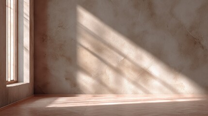 Warm Neutral Interior with Soft Sunlight and Textured Walls