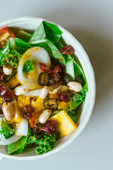 Delicious fruit salad and different fruits, healthy food concept
