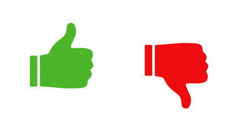 Thumbs Up and Down Icons – Representing Approval and Rejection.