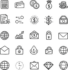 Fototapeta premium Finance business doodle icons set vector illustration calculator money wallet growth symbols