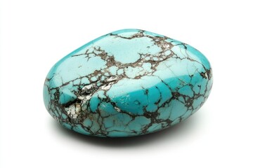 High Definition View of Polished Turquoise Gemstone Isolated on White Background Cutout