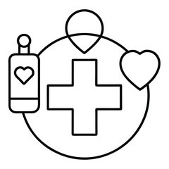 Medical cross heart bottle location symbols healthcare