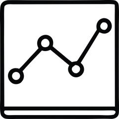Simple hand drawn line graph icon showing upward and downward trends with data points within a square frame