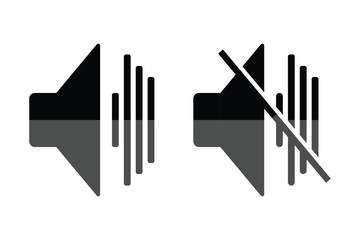 Audio speaker volume. Set of volume icons. Set of no sound, No speaker icon.  Silent mode icons. eps 10