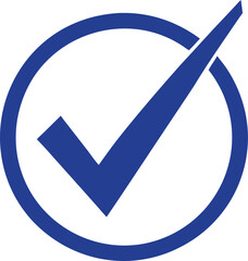 Blue check mark inside a circle symbol