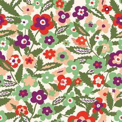 Floral seamless pattern. Flower background. Flourish ornamental summer wallpaper with flowers.