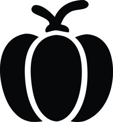 Stylized black silhouette of a pumpkin with a stem representing autumn and harvest season