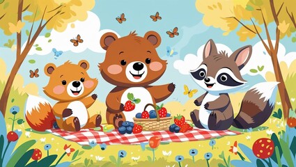 Naklejka premium Bear picnic