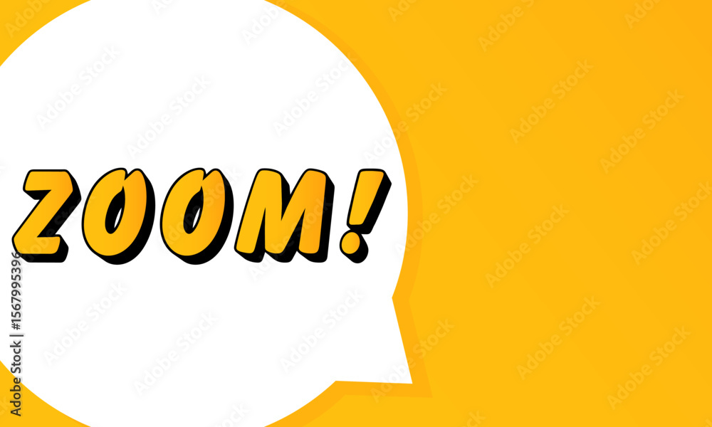 Fototapete zoom speech bubble. bold outline, comic style shape, vibrant background, dialog element, visual comm