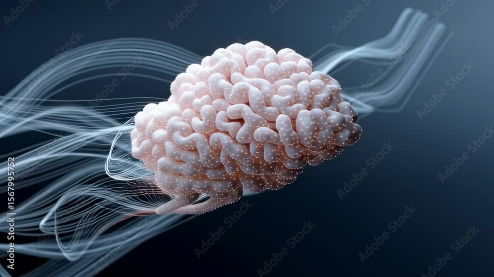 Poster abstract ai brain circuit morphing in cloud of light with dynamic waves of energy