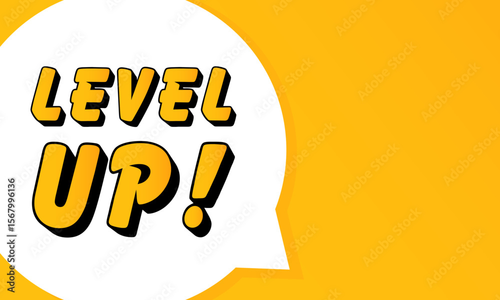 Fototapete level up speech bubble. bold outline, comic style shape, vibrant background, dialog element, visual 
