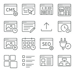 Web development collection, programming and coding set. icons for design and coding tasks