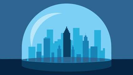 Fototapeta premium Futuristic City Built Inside a Massive Transparent Protective Biodome